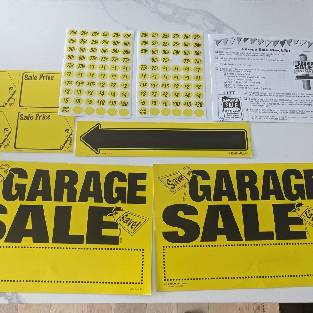 Garage Sale Sign Bundle and Price stickers